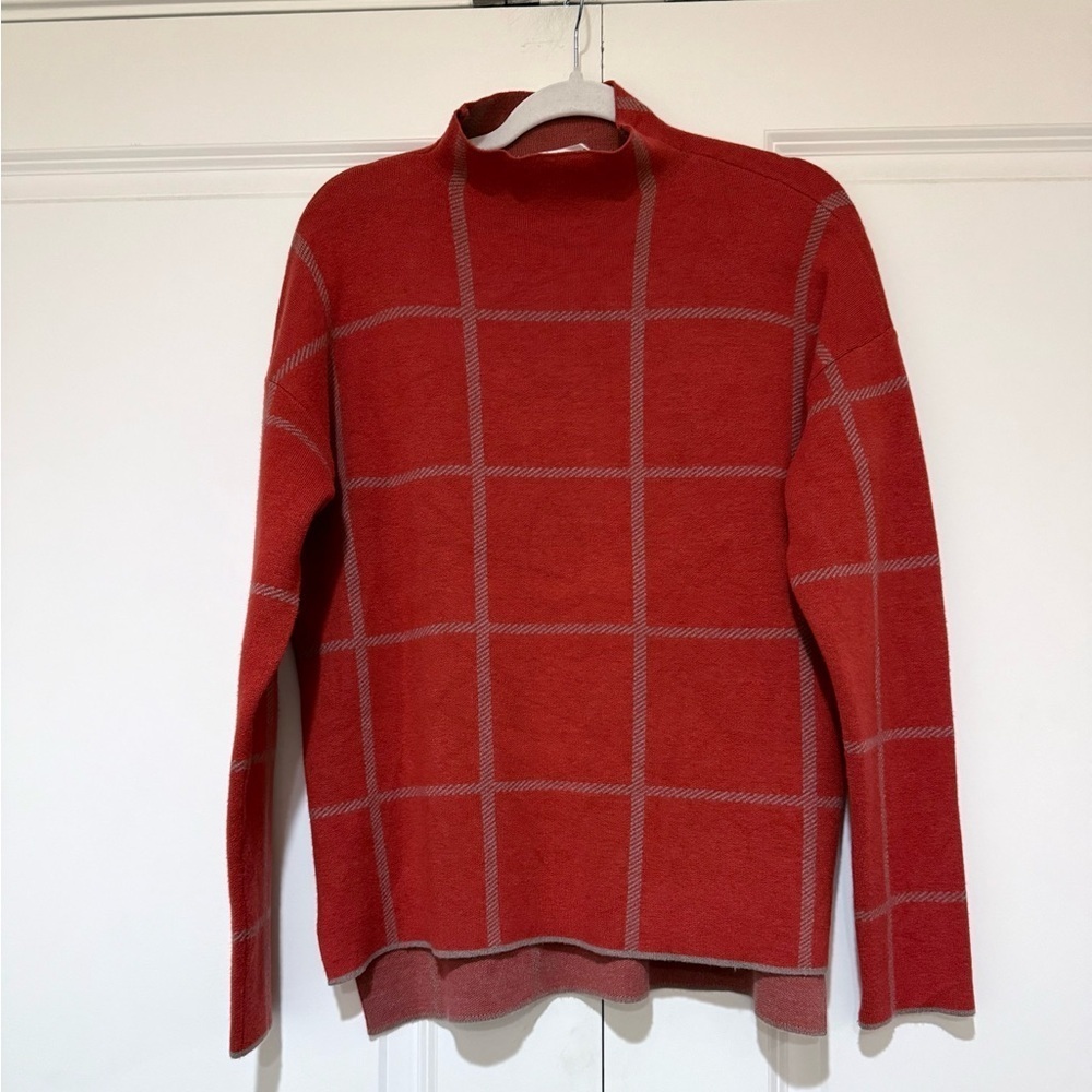 Max Studio Burnt Orange and Gray mockneck Sweater sz L